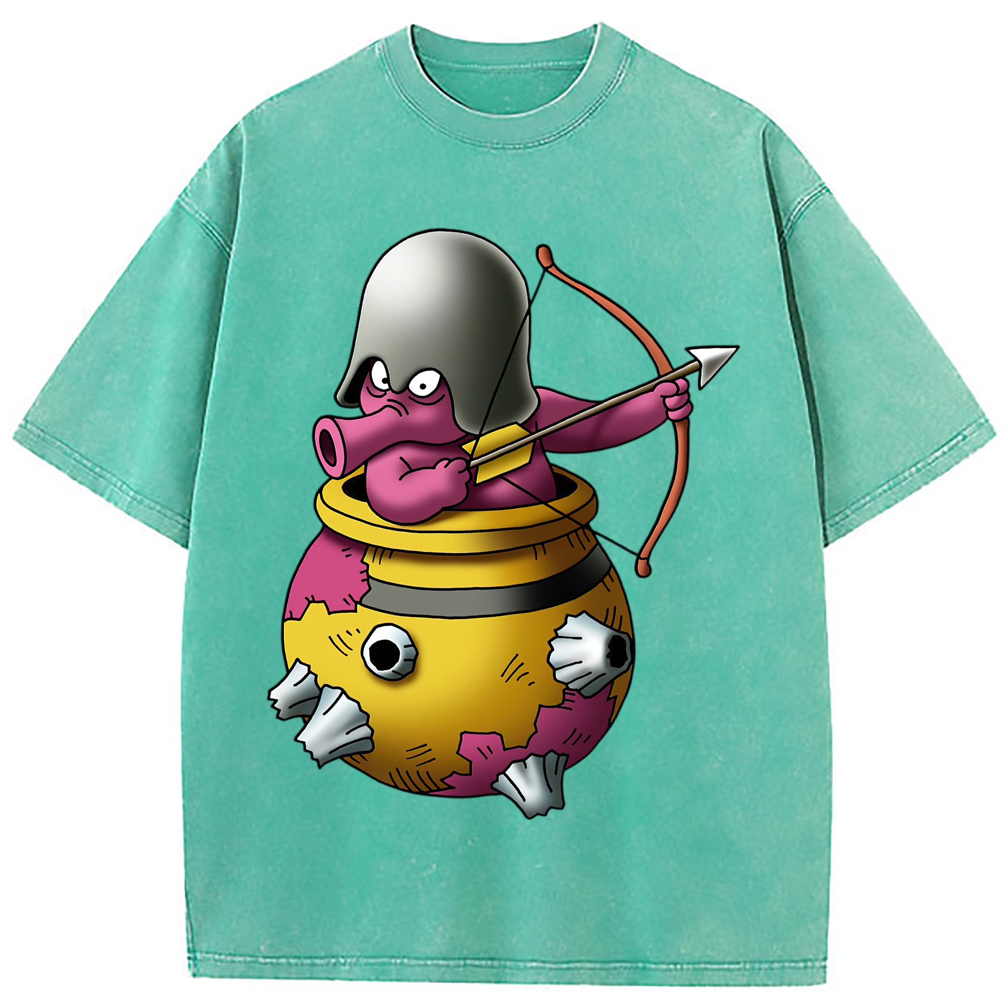 （画像用） ドラゴンクエスト Doragon Kuesuto Dragon Quest 綿100% ヴィンテージ風 半袖Tシャツ（フロントプリント）